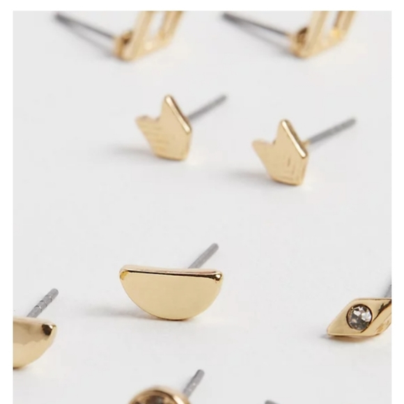 NWTs Torrid 9 Pairs! Geometric Stud Set Earrings Post Back Mix & Match Gold Tone - Picture 5 of 5